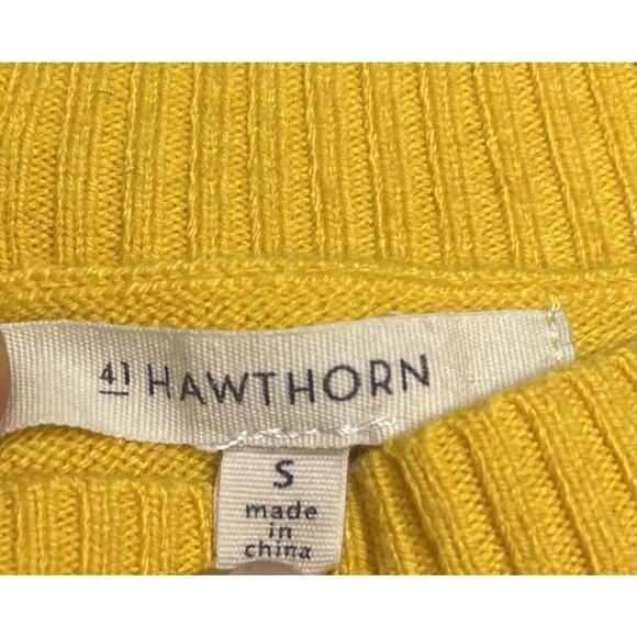 41 Hawthorne Women’s Color Block Sweater Yellow/Gray Buttons On Back Size Small - Picture 2 of 6